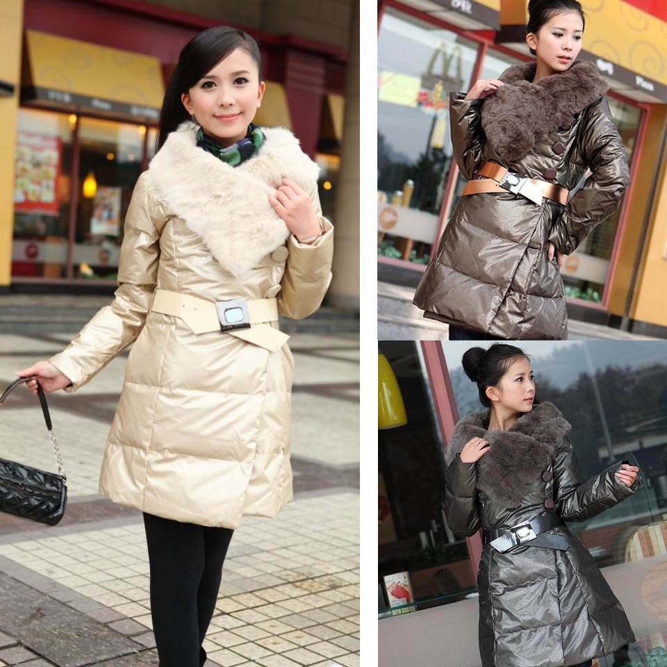 2012 Winter Down coat/jacket Women Rabbit hair Collar 90% Duck's down Ladies Outerwear Parkas OPPX