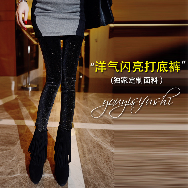 2012 winter fashion bling fabric faux leather female k110076 legging
