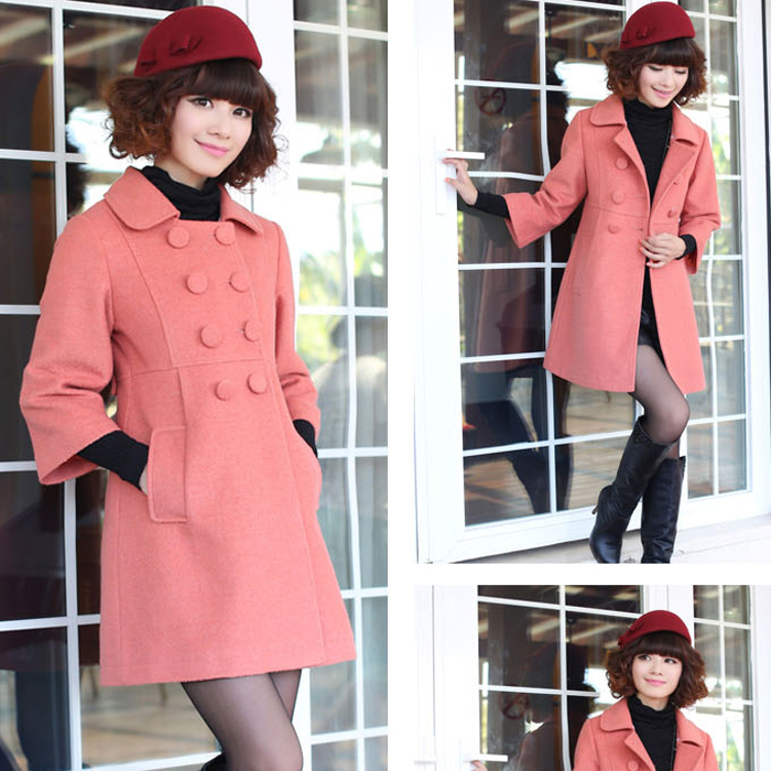 2012 winter fashion double breasted three quarter sleeve exquisite slim all-match trench outerwear women's
