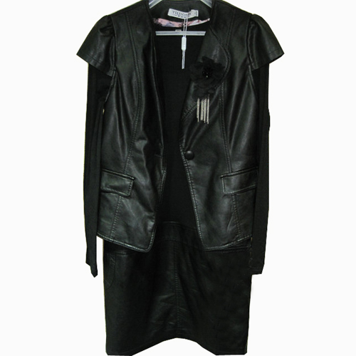 2012 winter fashion leather skirt twinset abd103