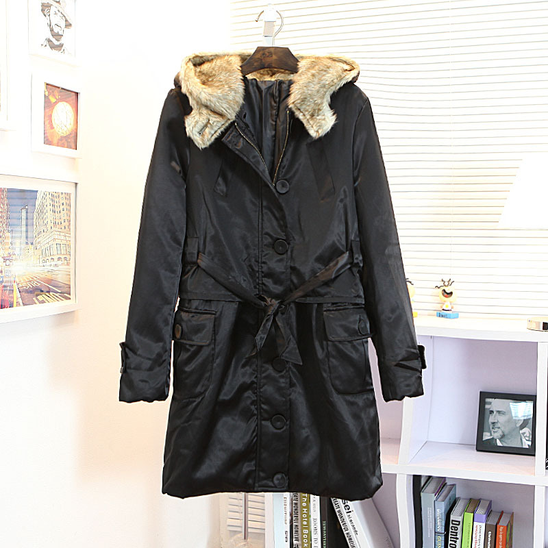 2012 winter fashion limited edition black with a hood lacing plus size trench wadded jacket