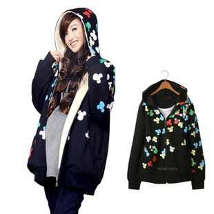 2012 winter fashion maternity clothing mommas hooded plus velvet thick thermal wadded jacket outerwear