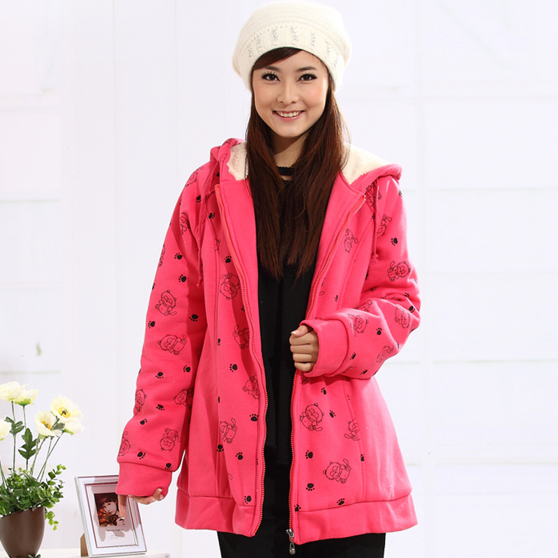 2012 winter fashion mother clothing mommas maternity clothing cotton-padded jacket thickening cartoon animal sweatshirt