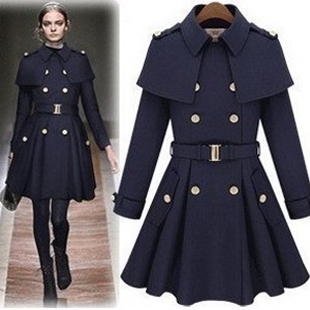 2012 winter fashion normic royal wind wool woolen overcoat cape style cloak outerwear medium-long trench