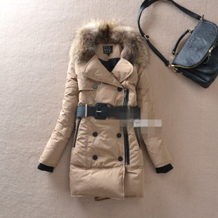 2012 winter fashion raccoon large fur collar female medium-long thickening slim down coat winter women