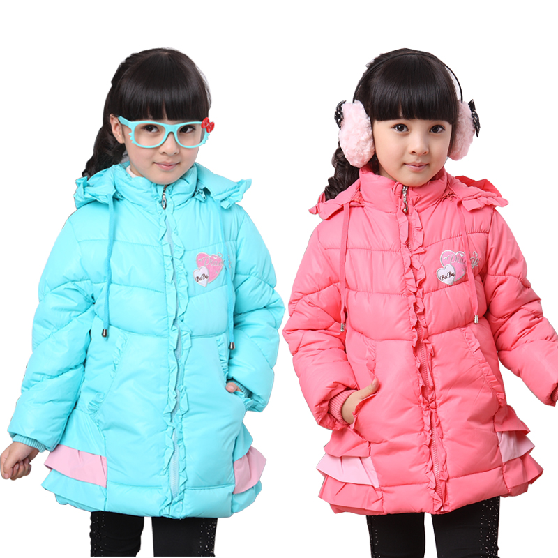 2012 winter female child clothes little girl child wadded jacket cotton-padded jacket medium-long outerwear trench N209