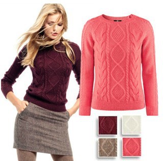2012 winter female hm fashion vintage twisted coarse knitting o-neck pullover sweater knitted sweater