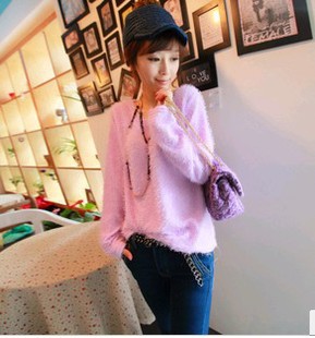 2012 winter fluffy yarn basic sweater sweet sweater female loose all-match top free shipping