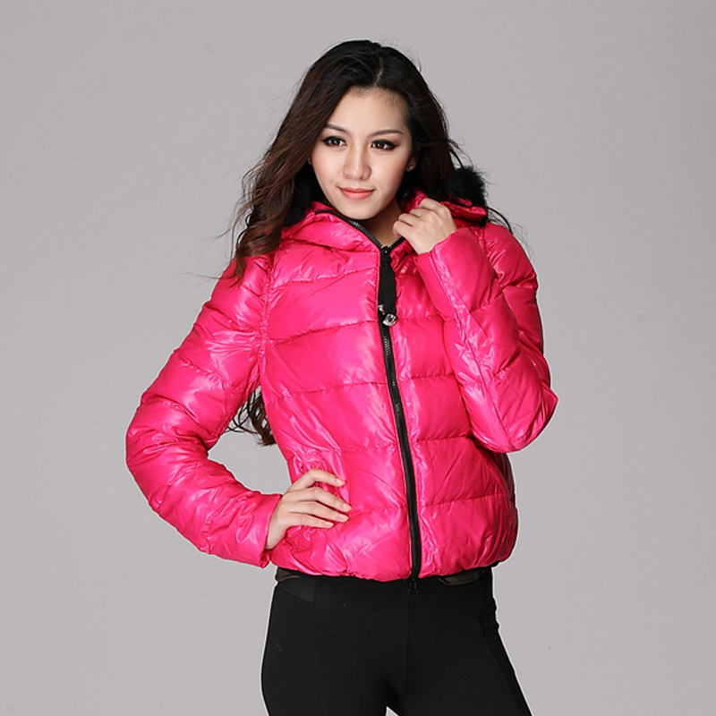 2012 winter fox fur hat slim the trend of fashion short design print sweet long-sleeve women's down coat free shipping