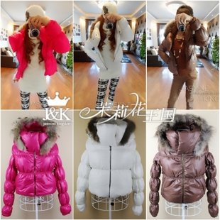 2012 winter,free shipping,new arrival,fur jacket,colorful high collar down coat, warm down jacket,retail!!