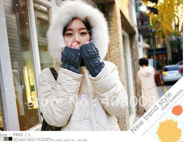 2012 winter fur collar thermal full berber fleece lining wadded jacket big outerwear
