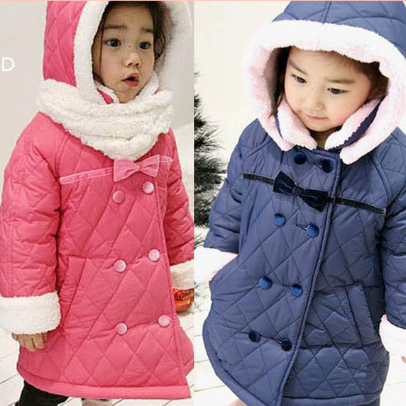 2012 winter girls clothing bow thickening wadded jacket cotton-padded jacket child cotton-padded jacket overcoat