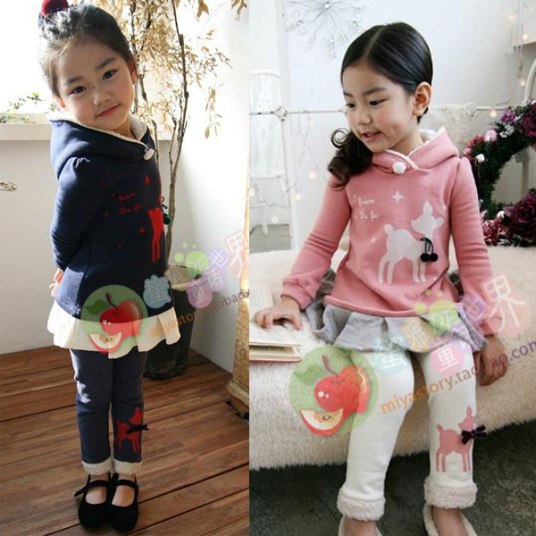 2012 winter girls clothing sphere christmas deer thickening fleece thermal with a hood sweatshirt princess outerwear p0