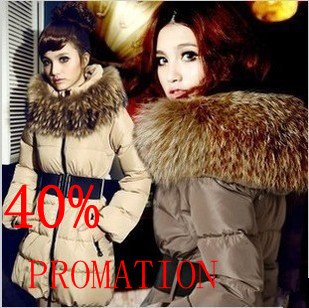 2012 Winter Hot-Selling Ultra Large Luxurious Fur Collar Slim Women LONG Down Coat Short Coat Down Jacket High Quality EY-37