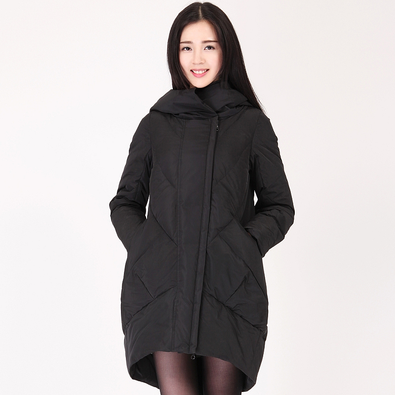 2012 winter houndstooth down coat female long design medium-long plus size