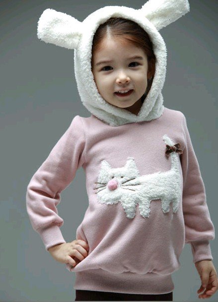 2012 winter jackets and sweaters for girl cat anime hoodies baby coats for girls children's sweater korean girls clothes tops