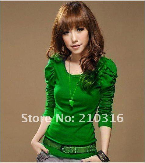 2012 Winter Korean Puff fashion wild round neck long sleeve knitted base shirt women sweaters high quality