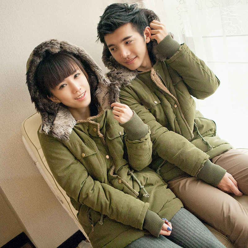 2012 winter lovers outerwear lovers design thickening wadded jacket trend medium-long lovers thermal cotton-padded jacket