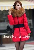 2012 winter luxury large fur collar slim thickening medium-long down coat women N206