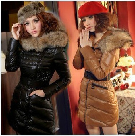 2012 winter luxury large fur collar thickening down coat ladies medium-long jacket outwear fashion coat free shipping 2184