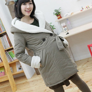 2012 winter maternity clothing large lapel with a hood maternity outerwear maternity wadded jacket cotton-padded jacket