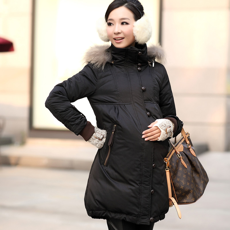 2012 winter maternity clothing maternity turtleneck raccoon fur down coat outerwear