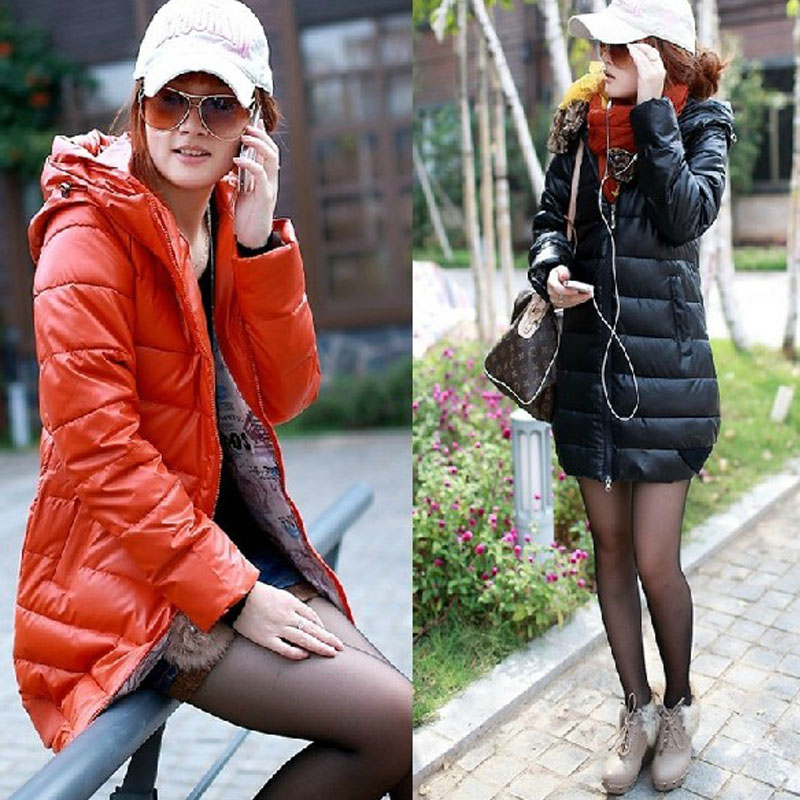 2012 winter medium-long leather down coat wadded jacket cotton-padded jacket thickening thermal fashion outerwear