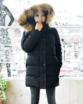 2012 winter new arrival all-match simple paragraph with a hood thermal medium-long wadded jacket cotton-padded jacket
