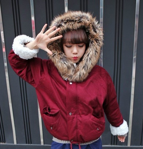 2012 winter new arrival berber fleece thickening fur collar zipper short design cotton-padded jacket outerwear wadded jacket