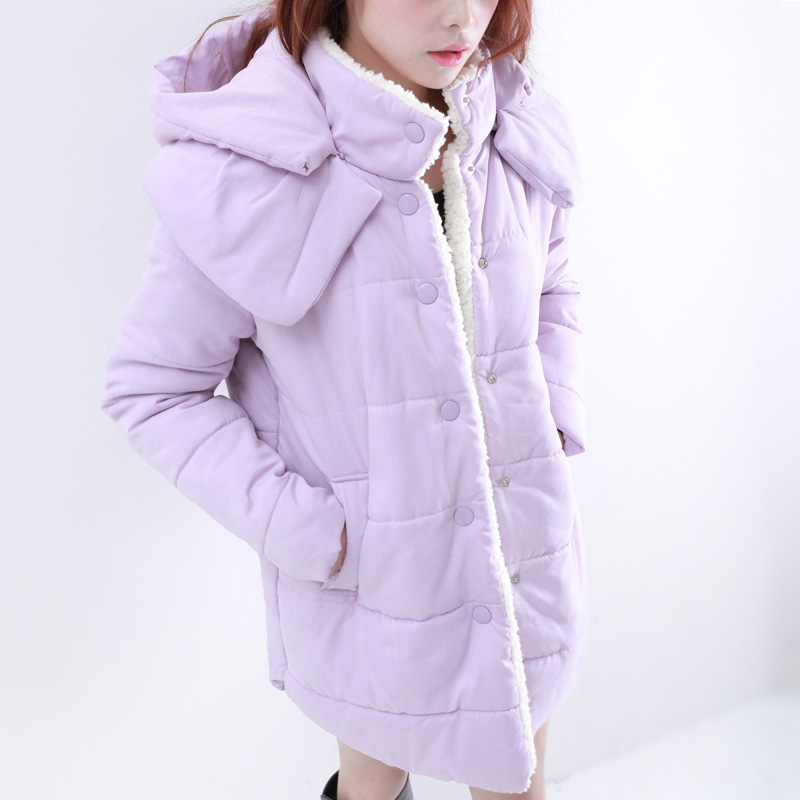 2012 winter new arrival casual with a hood medium-long thickening berber fleece wadded jacket cotton-padded jacket outerwear