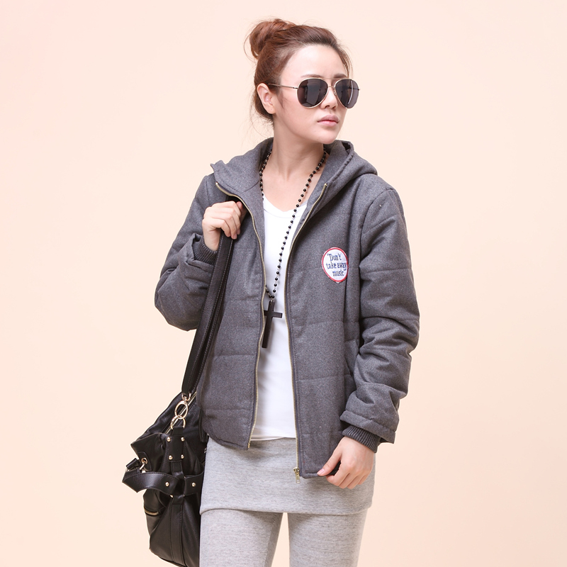 2012 winter new arrival plus size clothing thickening with a hood solid color small cotton-padded jacket wadded jacket outerwear