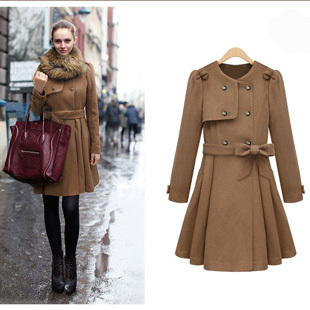 2012 winter new arrival slim double breasted medium-long fashion overcoat outerwear wool coat 8118 Free shipping