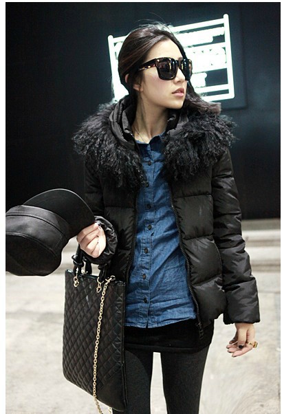 2012 winter new arrival slim thermal cotton-padded jacket cotton-padded jacket wadded jacket large fur collar thermal space
