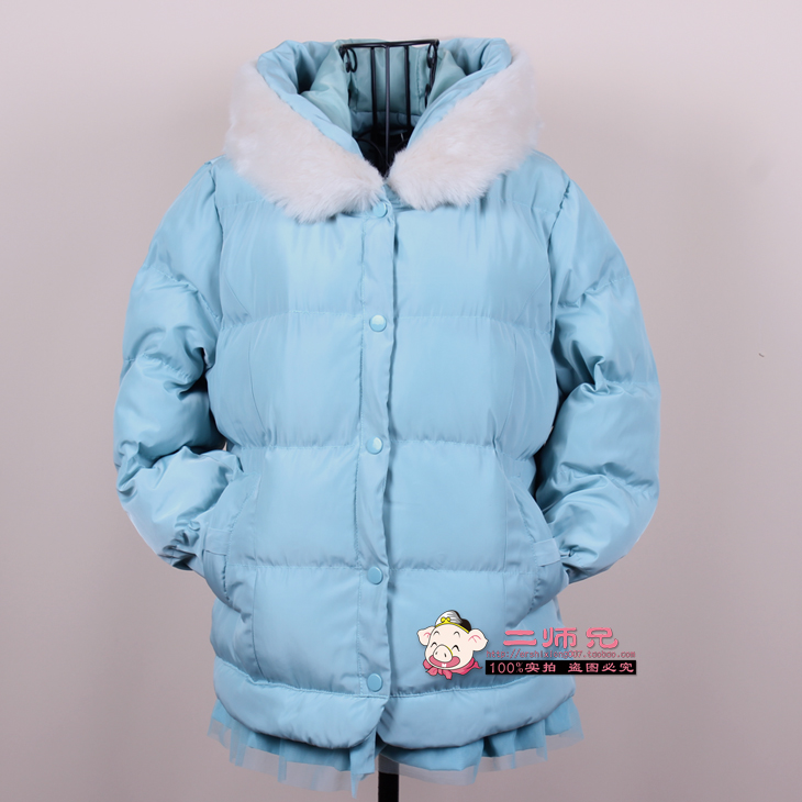 2012 winter new arrival with a hood fur collar lace sweep thickening thermal wadded jacket cotton-padded jacket outerwear