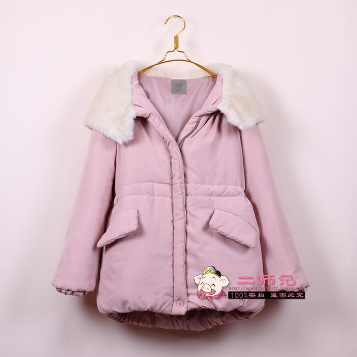 2012 winter new arrival women's large fur collar with a hood thickening fresh wadded jacket outerwear