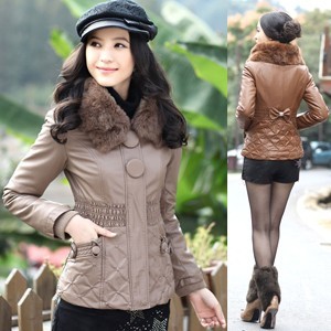 2012 winter new arrival women's plus size bow slim cotton-padded jacket cotton leather clothing women's outerwear female