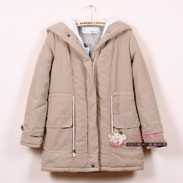 2012 winter new arrival women's plus velvet with a hood thermal fashion drawstring wadded jacket cotton-padded jacket outerwear