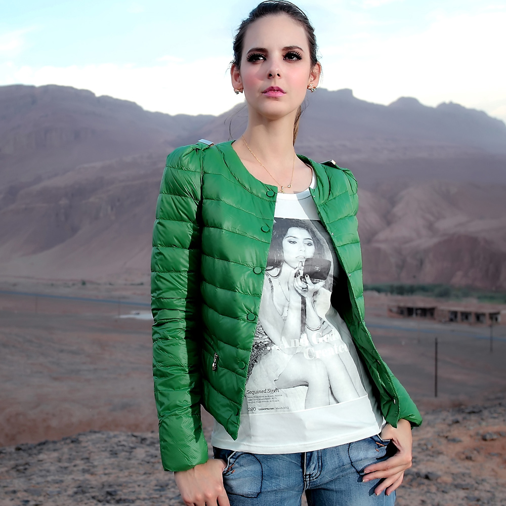 2012 winter o-neck single breasted short design down coat female white duck down