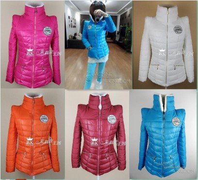 2012 winter outerwear slim multicolour Women berber fleece stand collar wadded jacket thermal zipper candy cotton-padded jacket