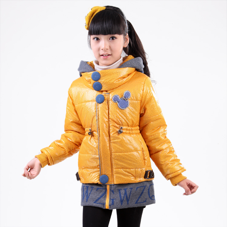 2012 winter patchwork with a hood princess down wadded jacket female child wadded jacket child cotton-padded jacket outerwear
