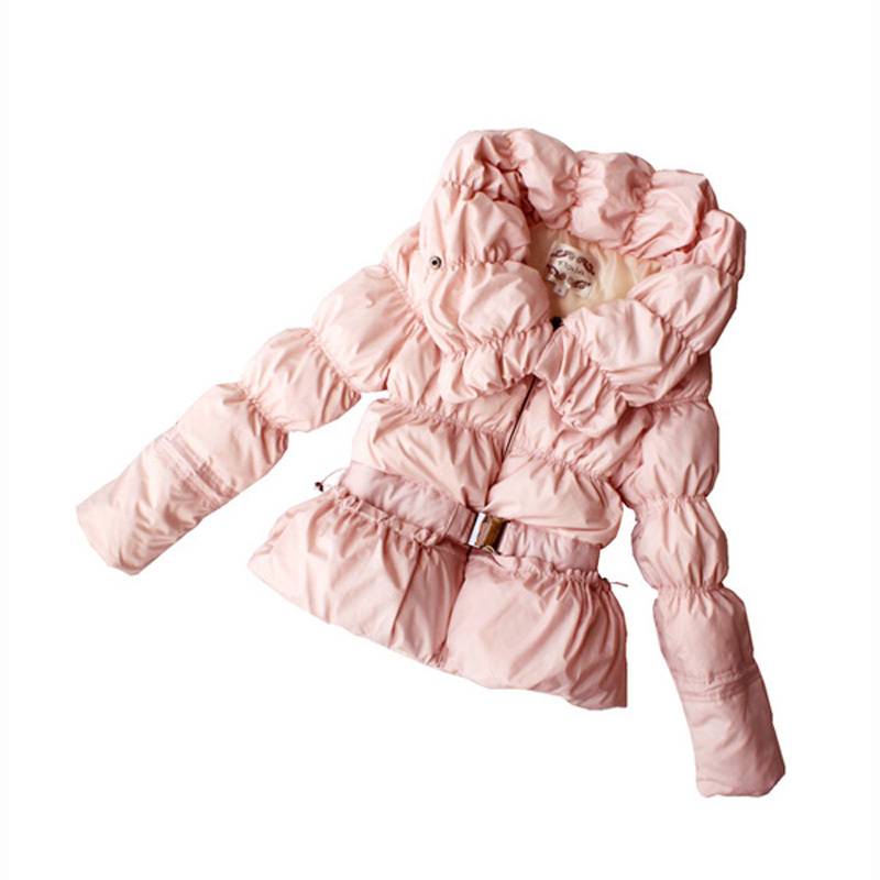 2012 winter pink cotton candy peter pan collar slim waist female short down coat short design pink