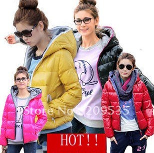 2012  winter plus size fashion women's shiny down coat short design 4colors DX009