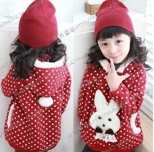2012 winter polka dot onrabbit girls clothing baby cotton-padded jacket large sweatshirt wt-0428