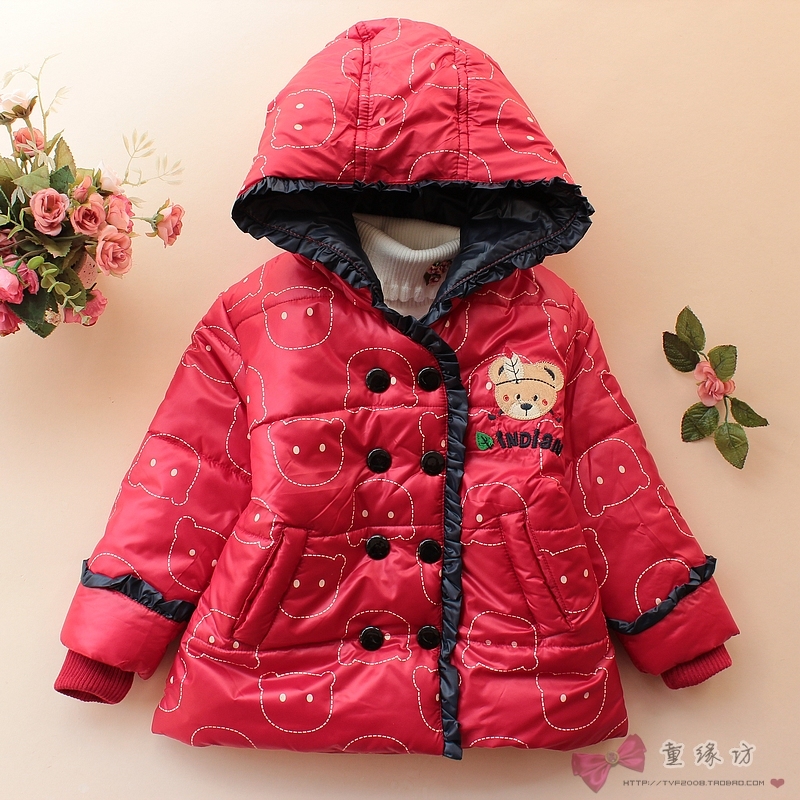 2012 winter print thickening hooded female child cotton-padded jacket baby wadded jacket cotton-padded jacket child outerwear