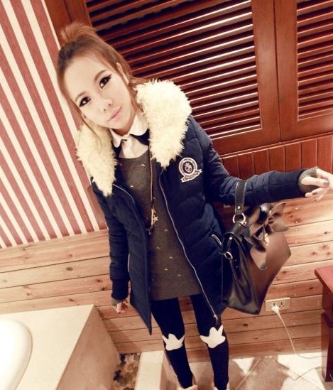 2012 winter rabbit ears thickening medium-long wadded jacket high quality