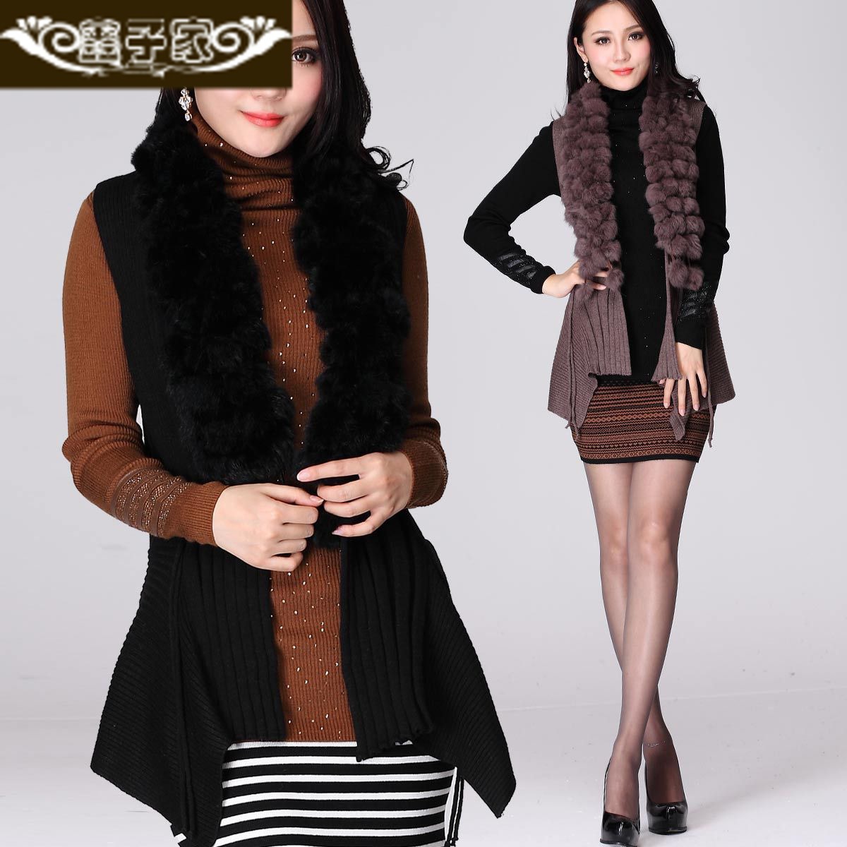2012 winter rabbit fur scarf cape collar sweater fur vest irregular woven wool vest