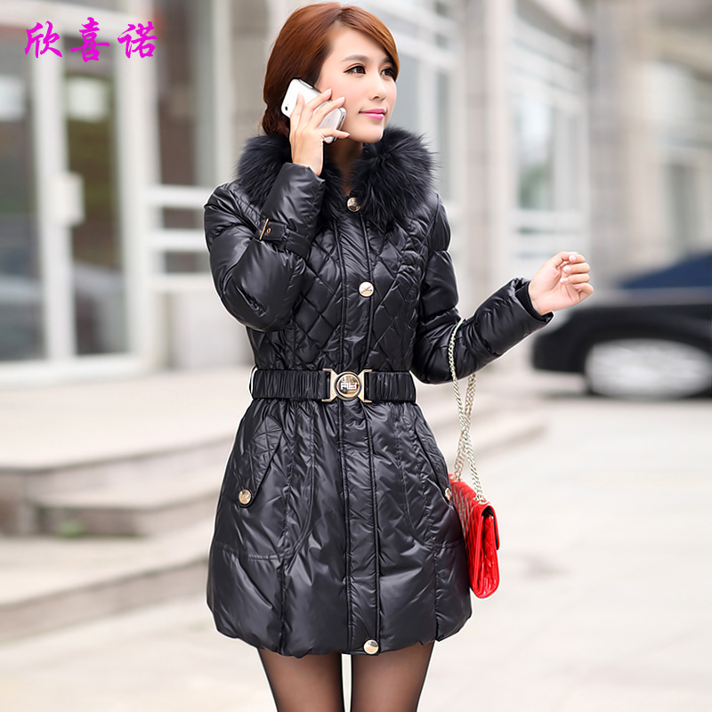 2012 winter raccoon fur down coat female medium-long