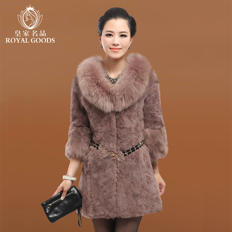 2012 winter raccoon fur rabbit fur three quarter sleeve fur women's medium-long outerwear