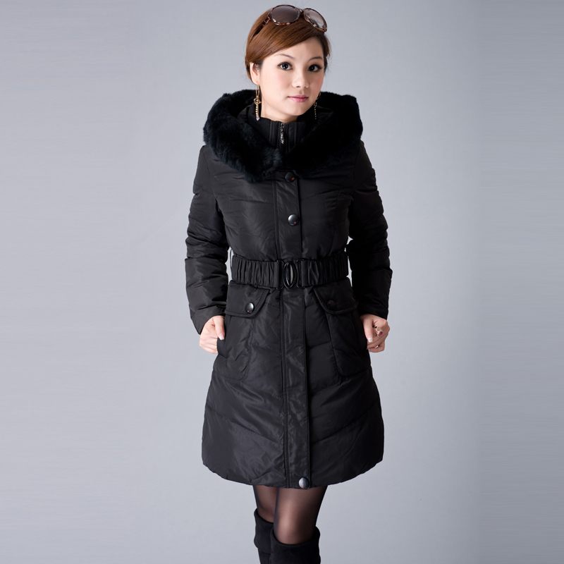 2012 winter rex rabbit hair medium-long slim down coat white duck down female,winter coat 2012