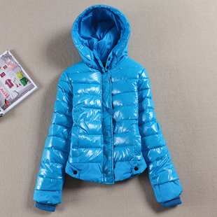 2012 winter shiny women's slim with a hood down cotton-padded jacket Women short design wadded jacket cotton-padded jacket